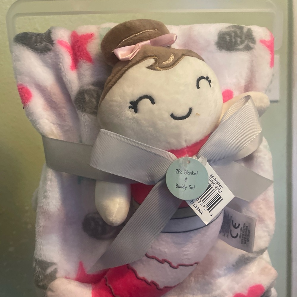 Baby Phat Pink and Gray Blanket & Buddy Set